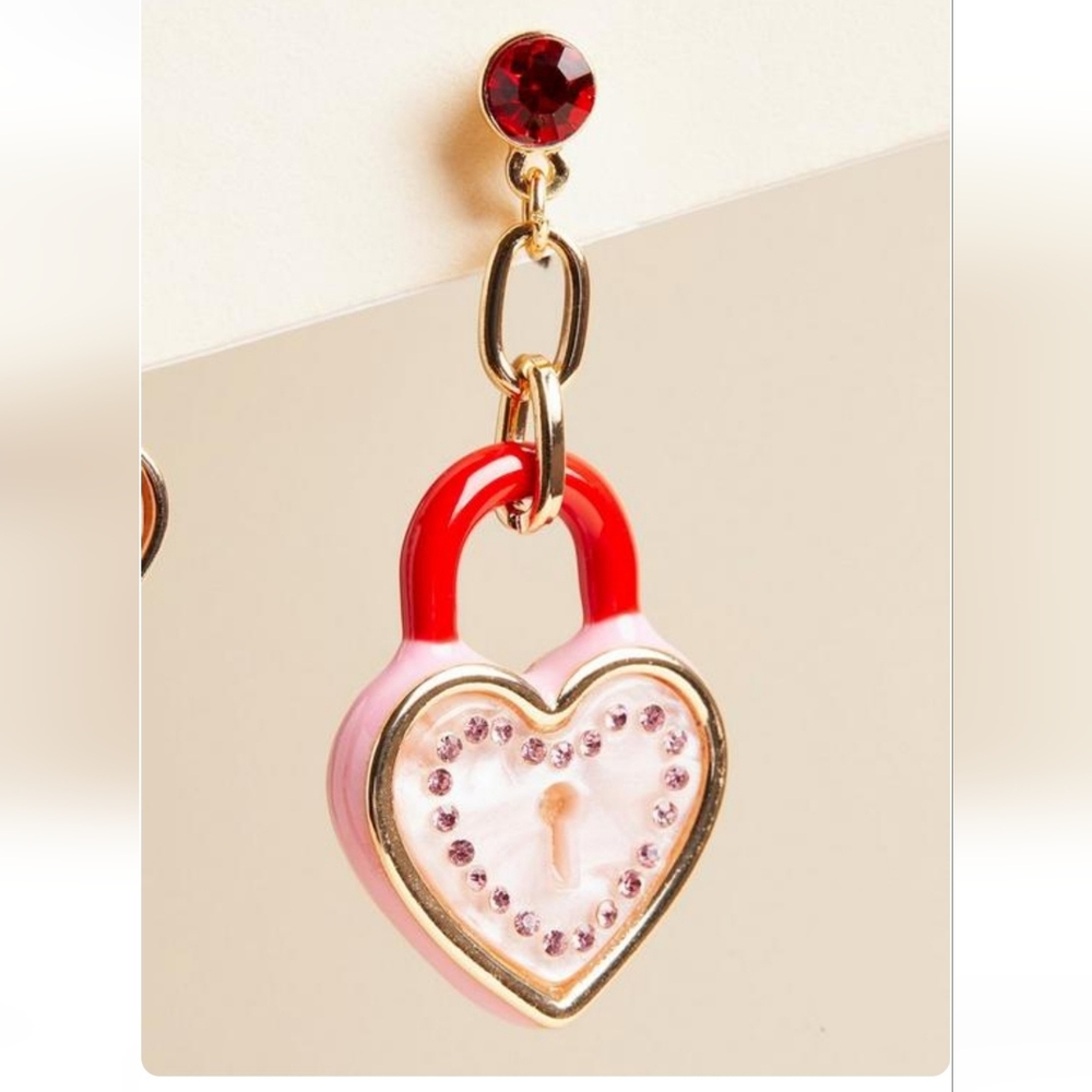 Lock & Key Heart Earrings - Picture 3 of 5